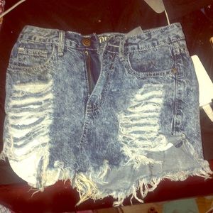 High-waisted jean shorts.
